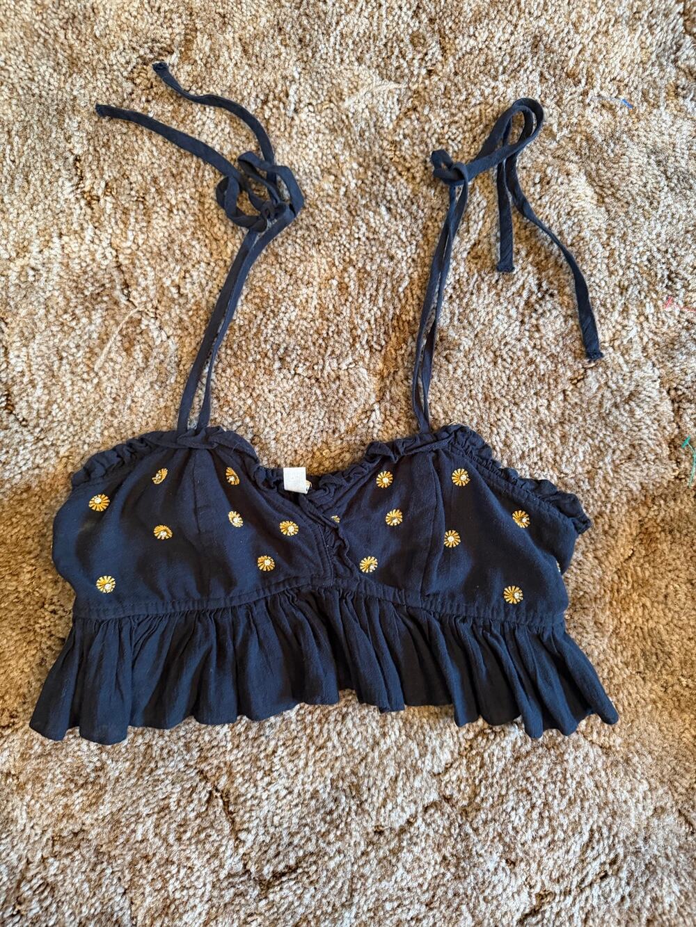 Intimately Free People "On A Star" Embroidered Cropped Bralette Cami Rhinestone